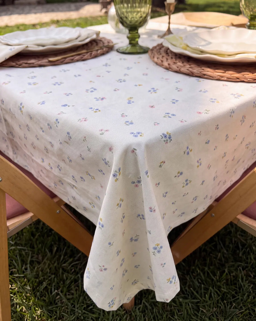 dainty wildflower tablecloth draped fabric detail
