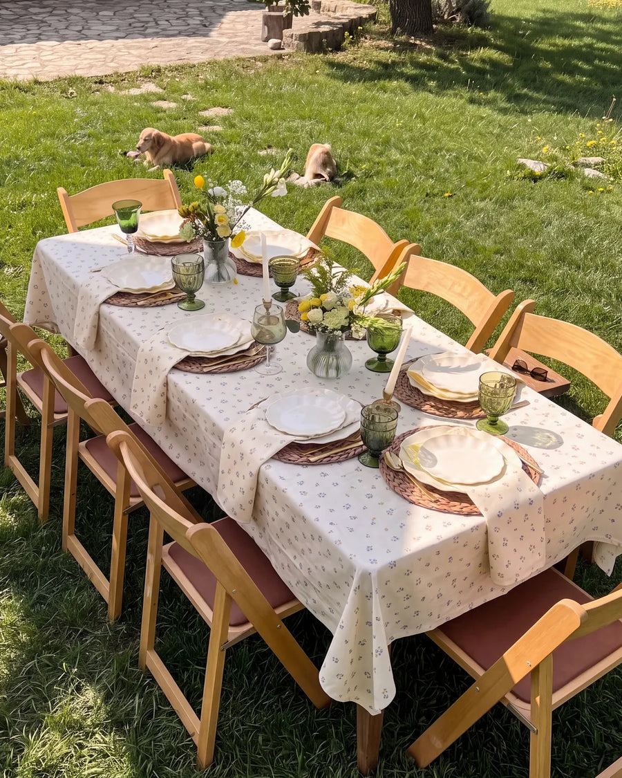 dainty wildflower tablecloth outdoor dining table