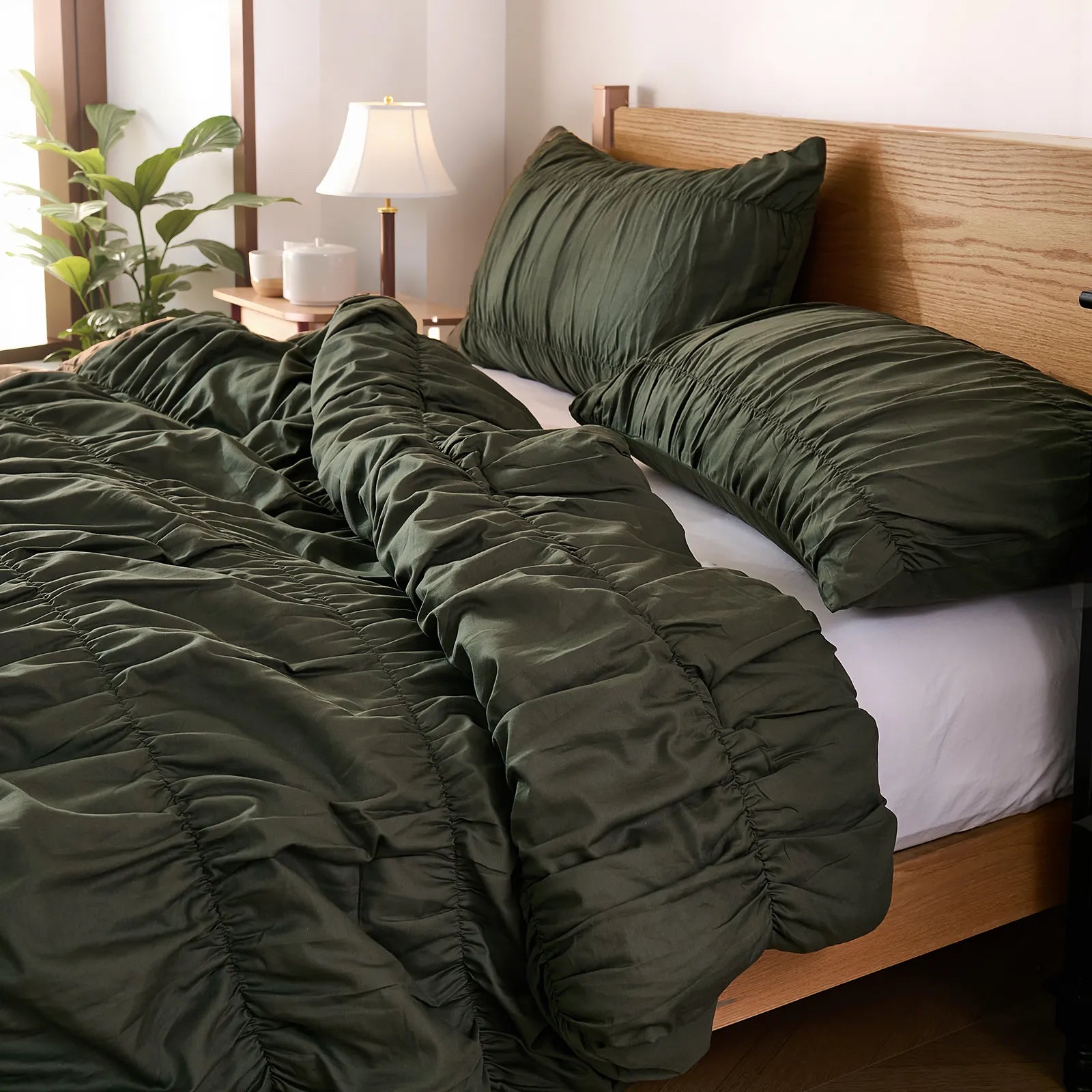 dark green rope embroidered comforter set queen