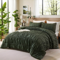 dark green rope embroidered comforter set