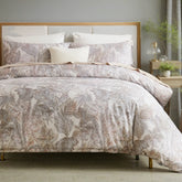 Elegant Leaf Cotton Duvet Cover Set close up floral detail