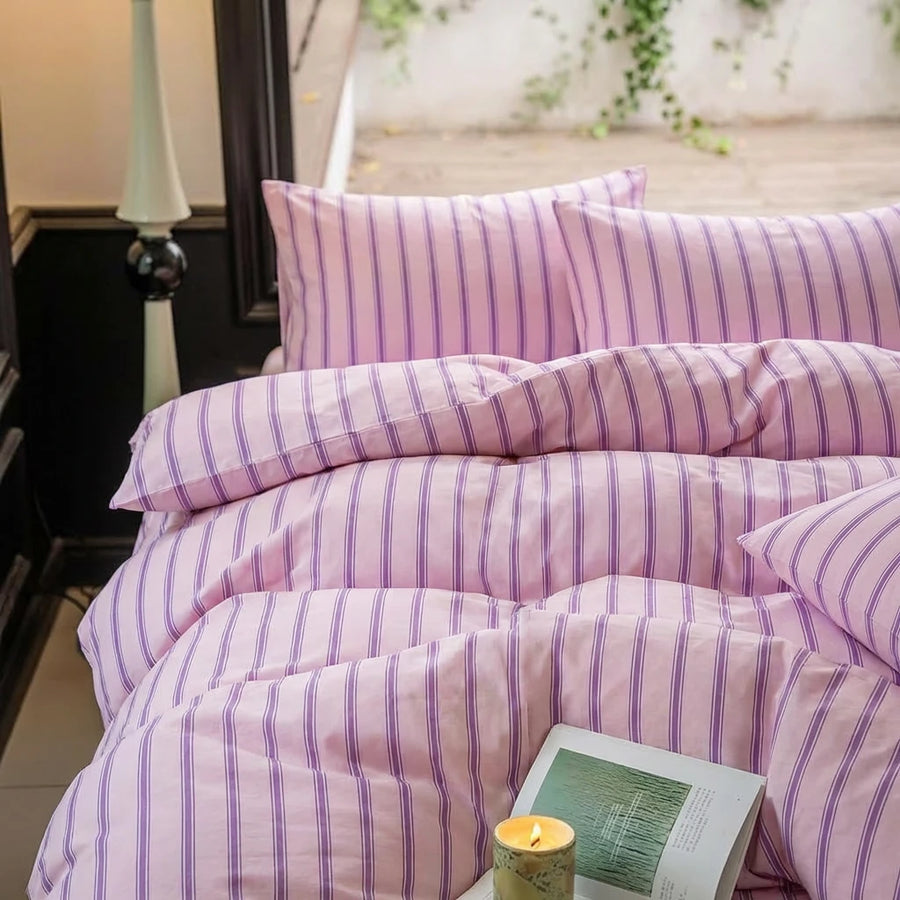 elegant orchid purple striped bedding for bedroom