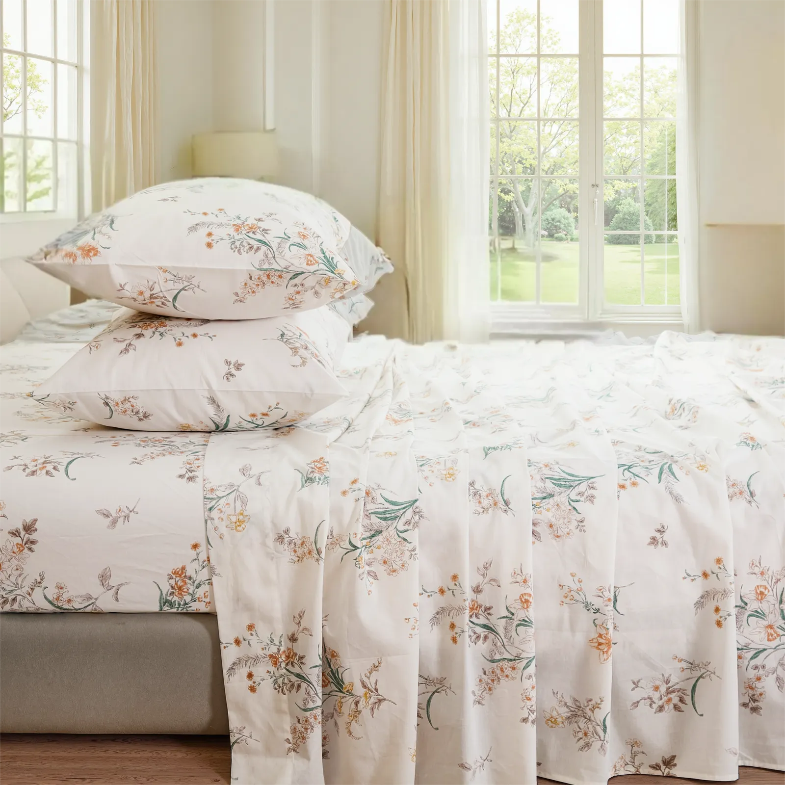 elegent floral cotton bed sheet set