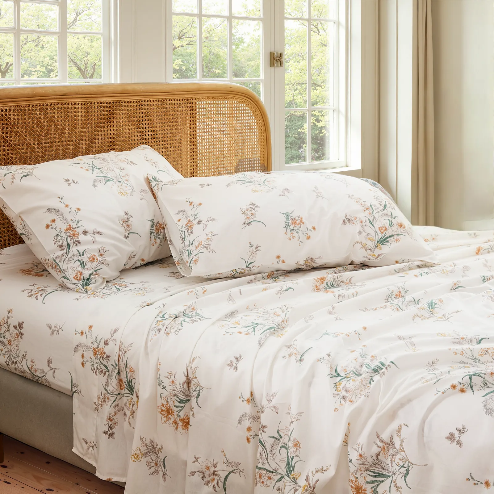 elegent floral bed sheet set 100% cotton