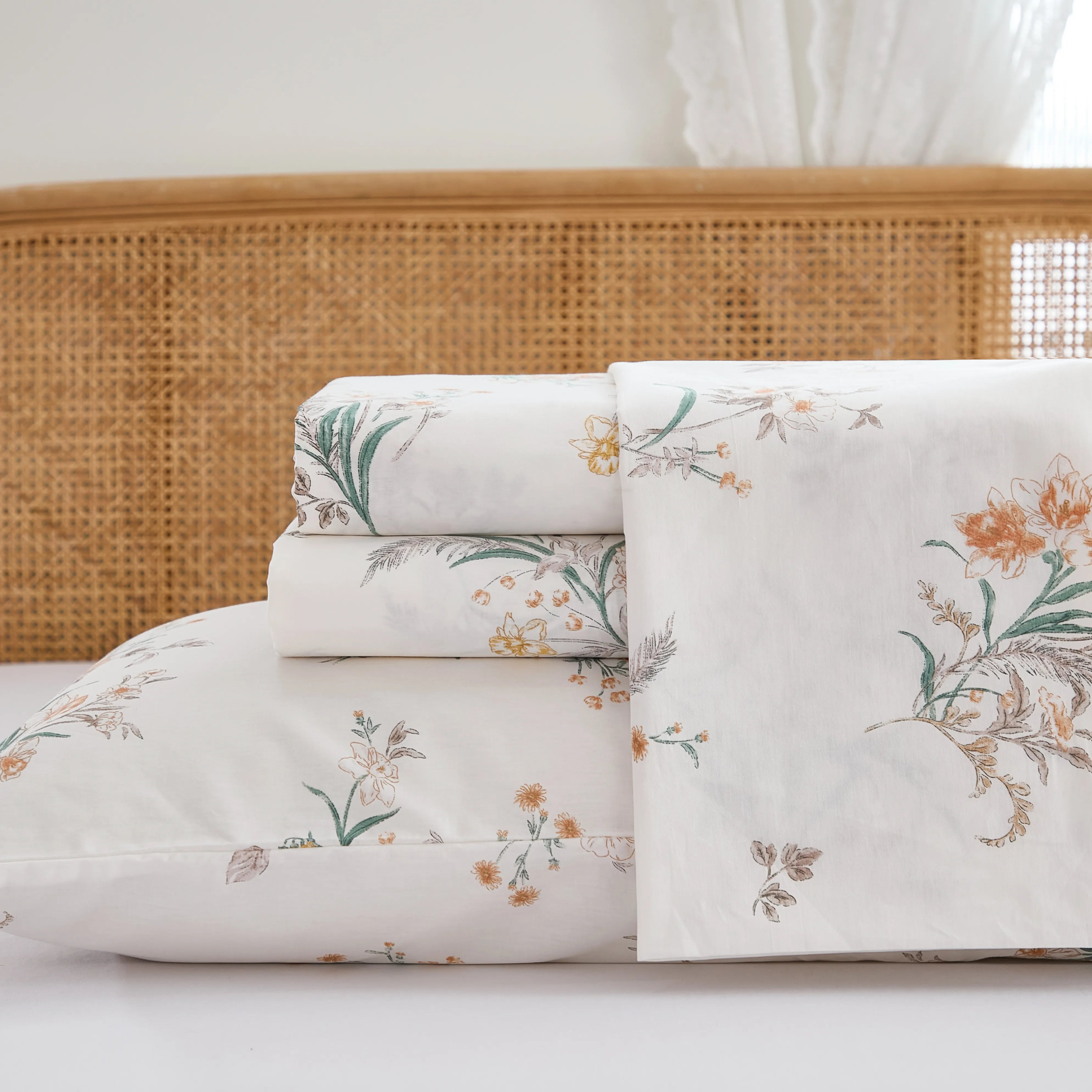 elegent floral bed sheet set cotton