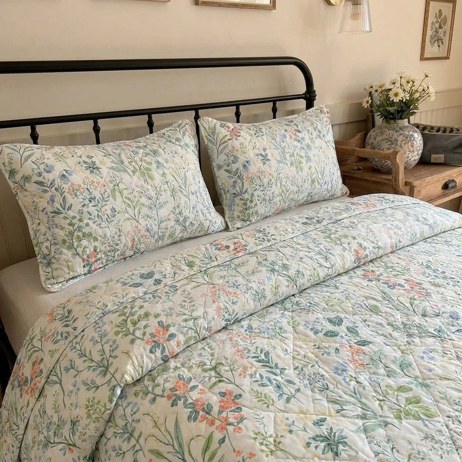 enchanted meadow wildflower 3piece quilt set farmhouse decor