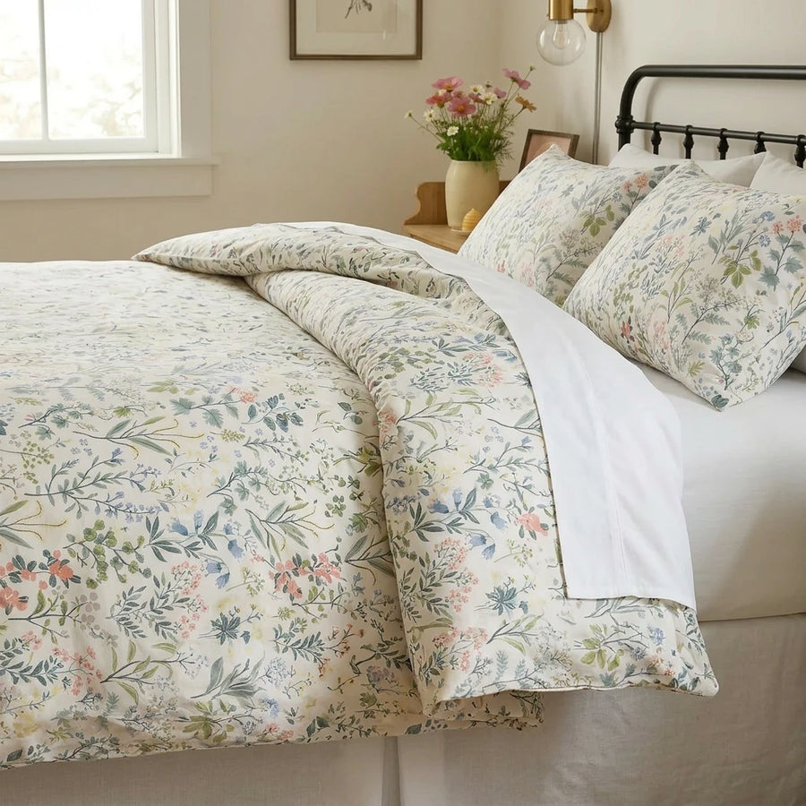 Artisan gardenia slate comforter set blue pink floral bedding