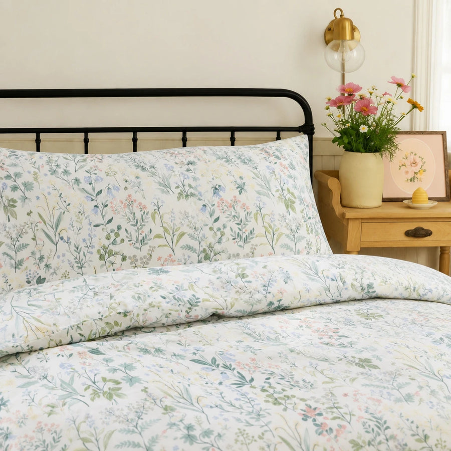 enchanted meadow wildflower pillowcase rustic nightstand decor