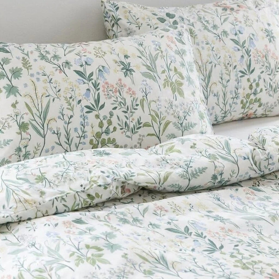 enchanted meadow wildflower pillowcases close up shabby chic