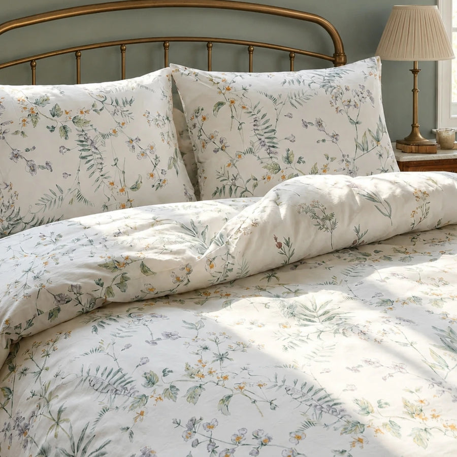 evergreen botanical garden duvet cover set fresh green leaf bedding
