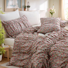 Floral cotton duvet set side view