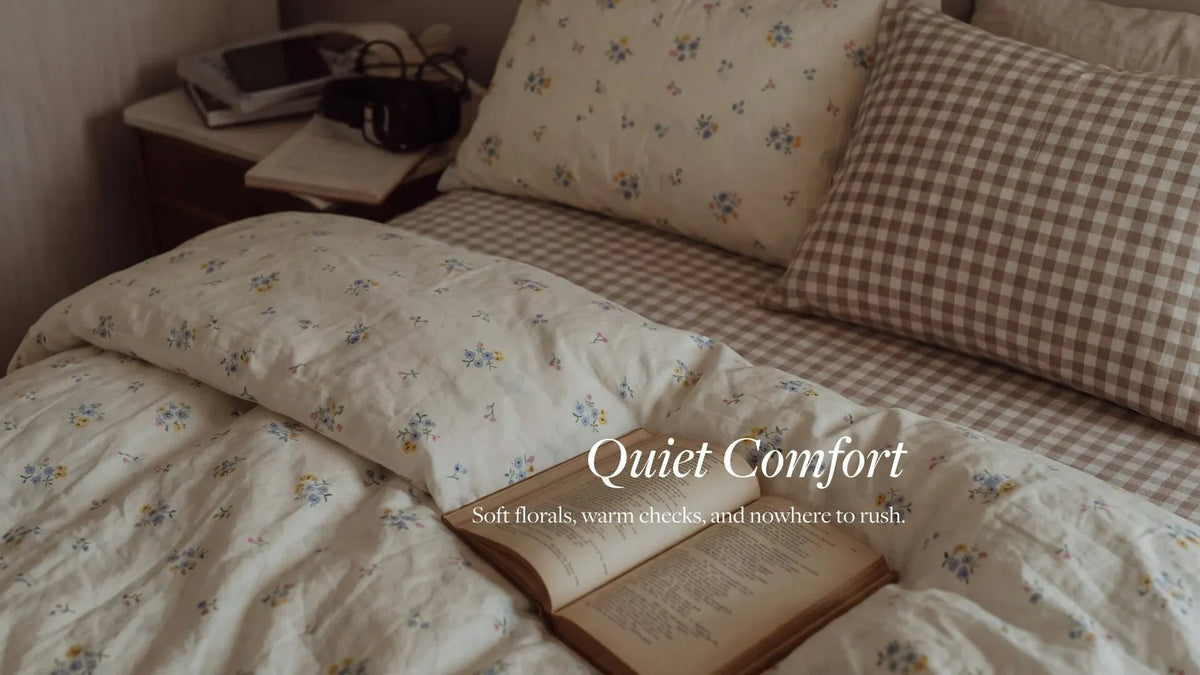 floral gingham bedding quiet comfort banner