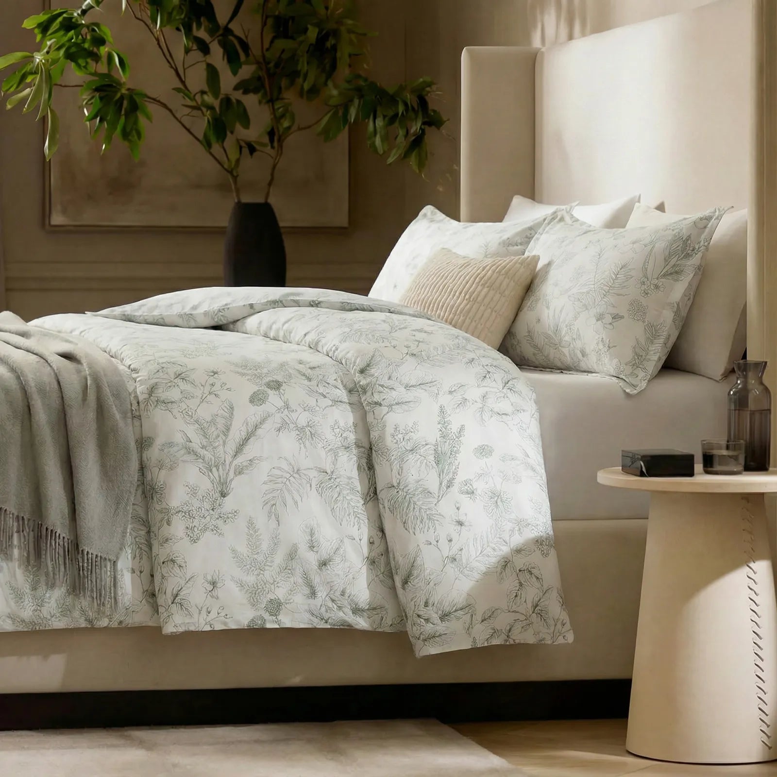 Floral print bedding set side view