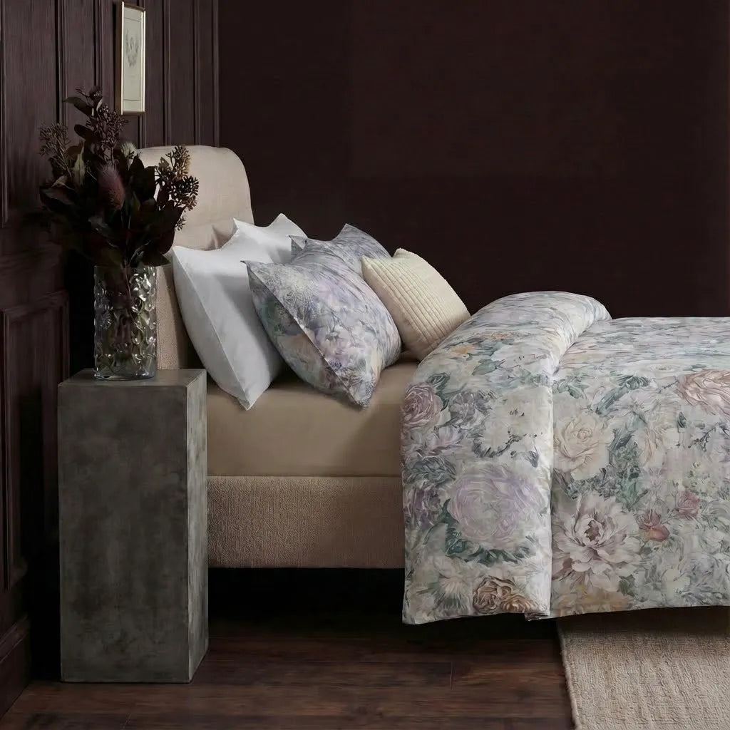 Floral print cotton bedding set side view