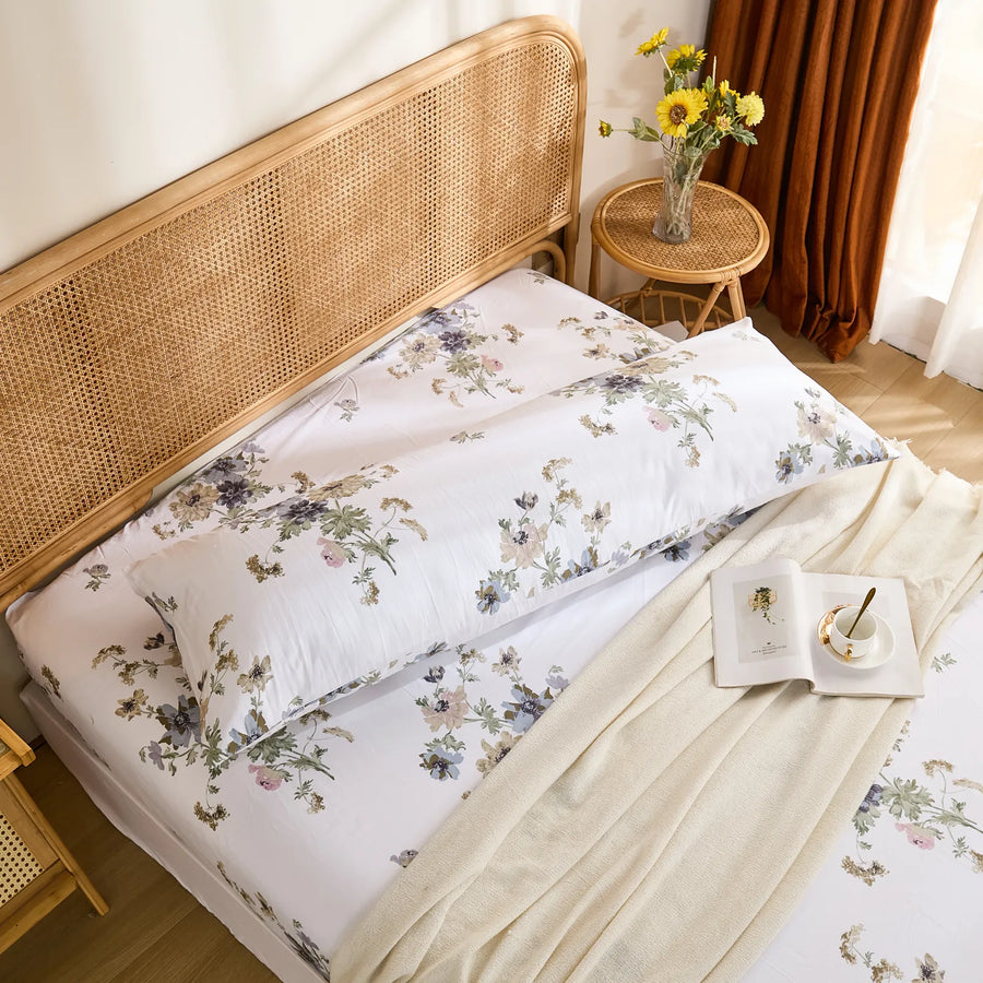 folded artisan gardenia botanical pillowcase set gift ready packaging