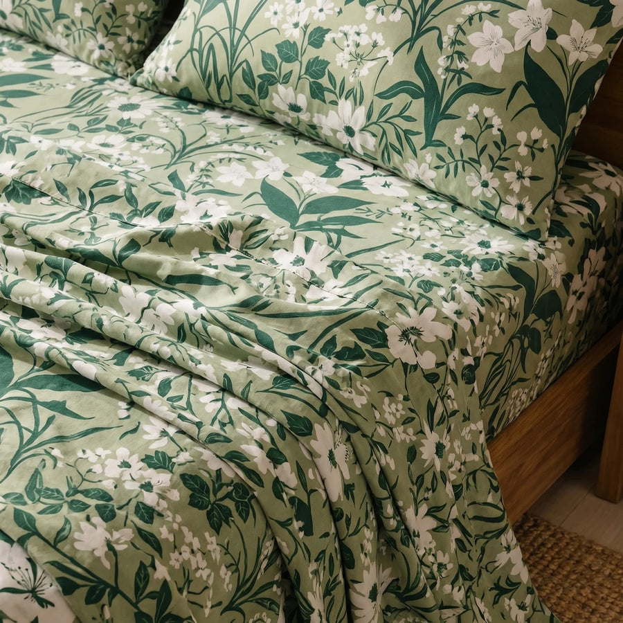 forest bloom botanical pillow shams breathable cotton texture