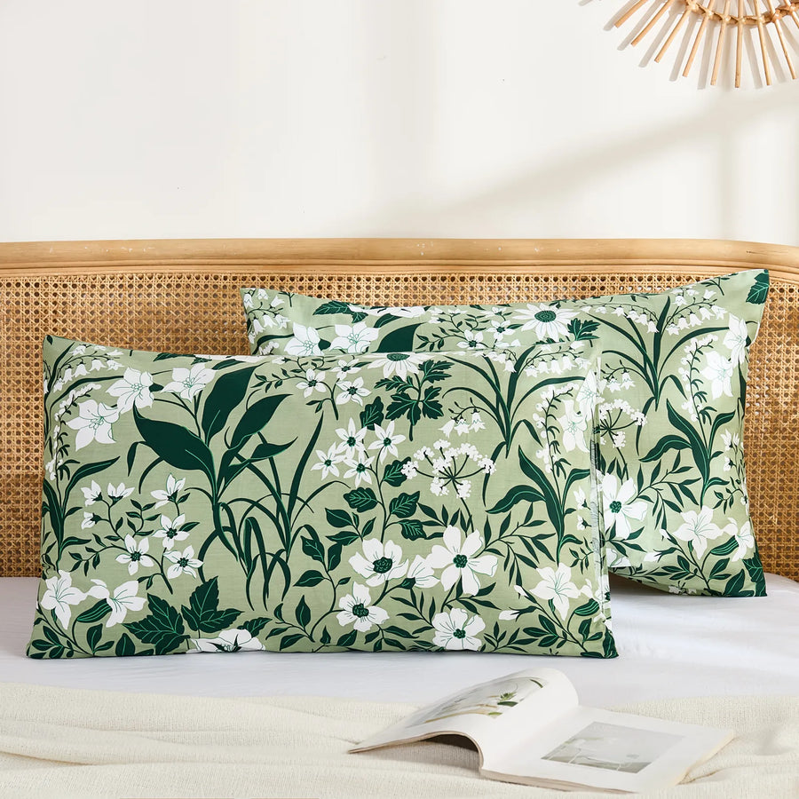 forest bloom botanical pillowcase set floral shams main