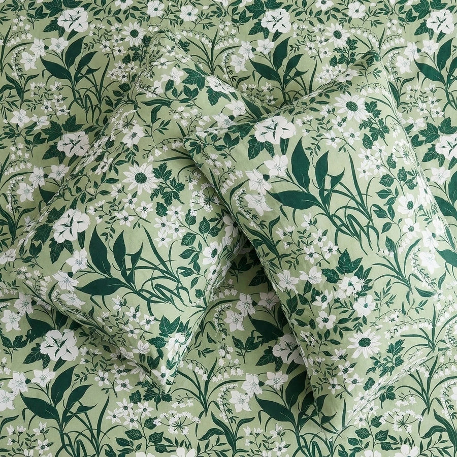 forest bloom botanical shams top view white daisy