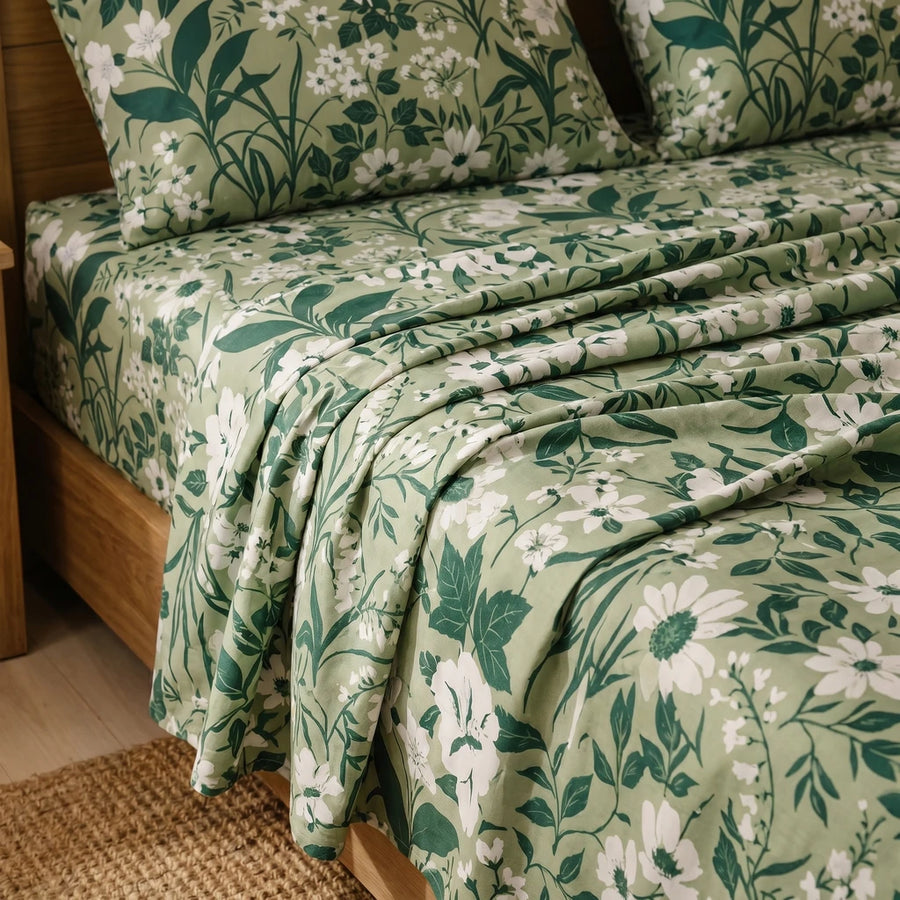 forest bloom wildflower print bed sheets cottagecore style