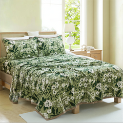 4 pieces forest floral 100 cotton bed sheet set
