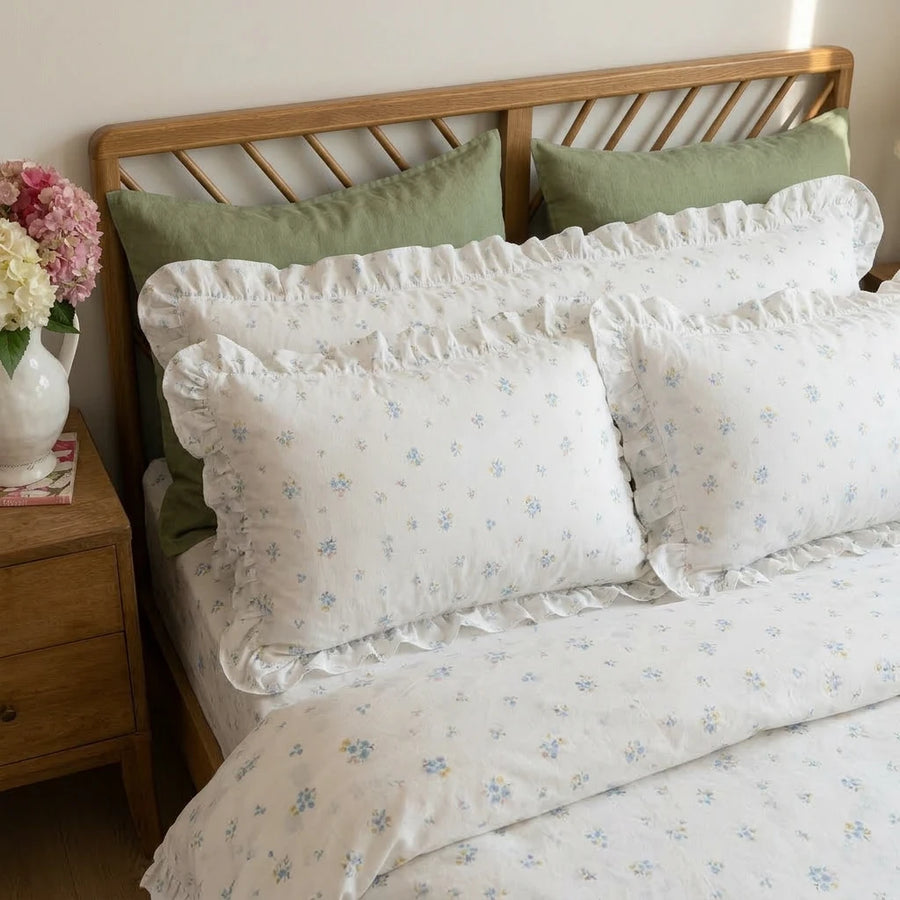french country wildflower garden ruffled bedding set view