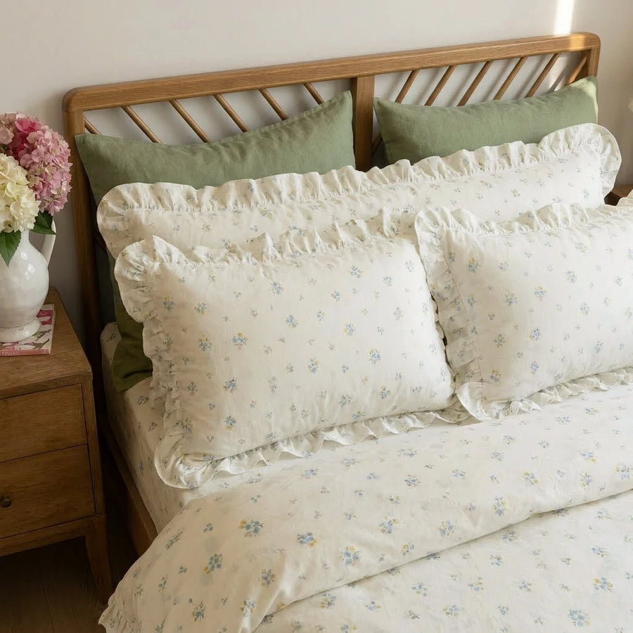 french country wildflower garden ruffled bedding set view