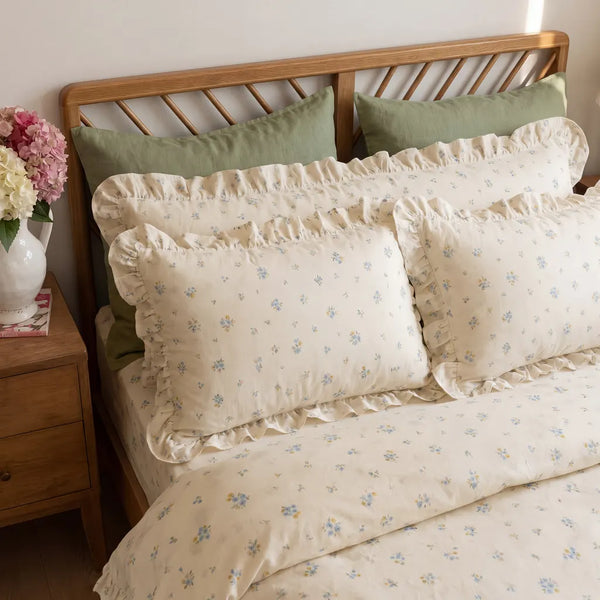 french country wildflower garden ruffled bedding set view