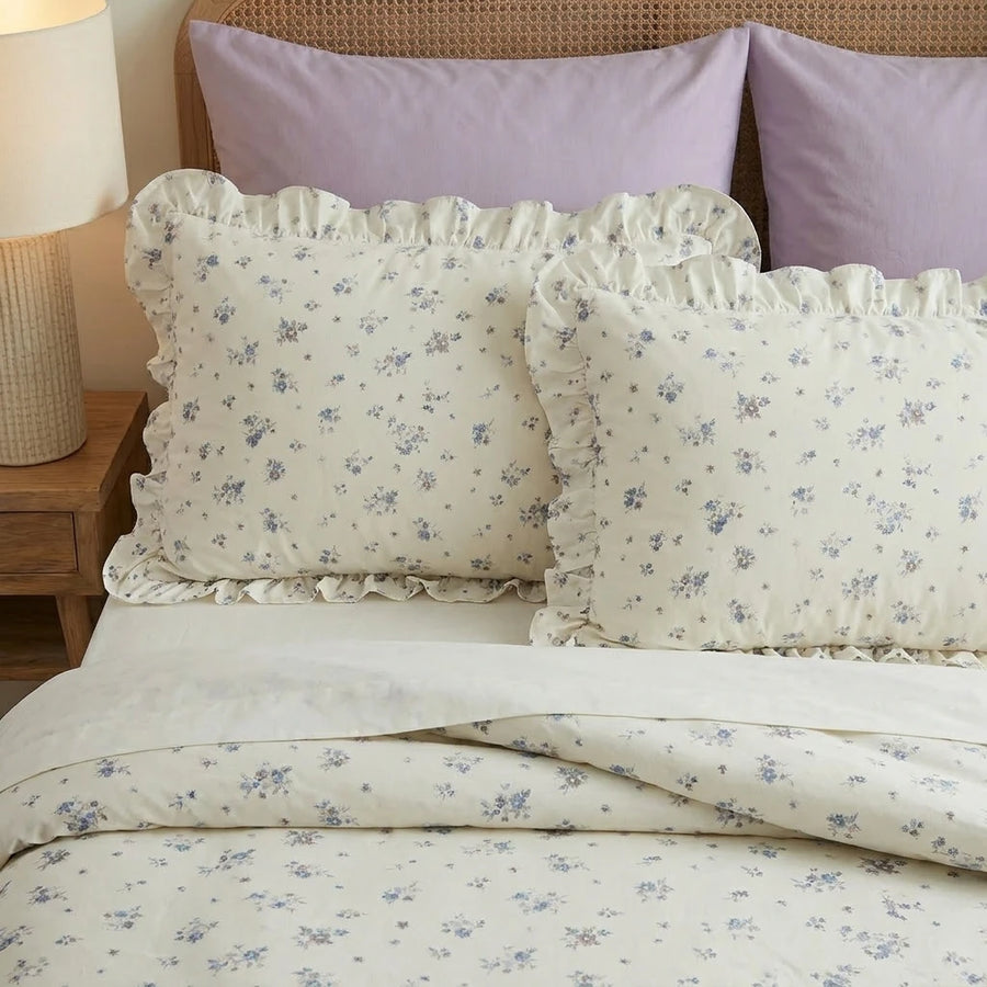 french country wildflower garden ruffled pillowcase duvet set