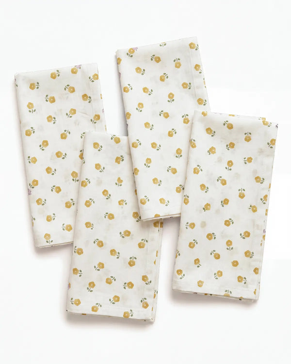 golden ditsy floral napkin set of 4 flat lay