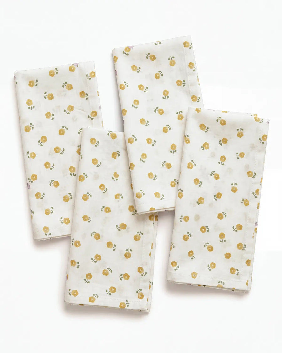 golden ditsy floral napkin set of 4 flat lay