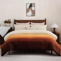 Gradient color cotton duvet front view with pillows