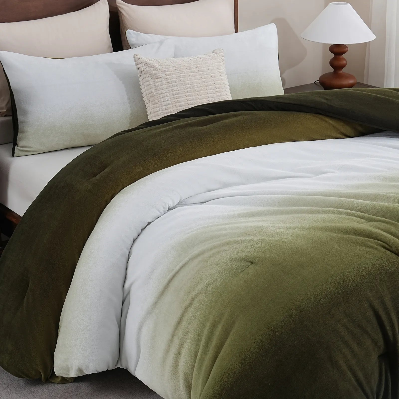 gradient green milk velvet bedding set queen