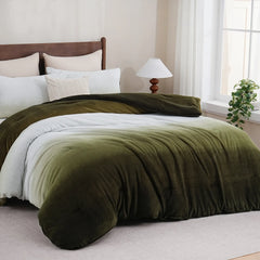 gradient green milk velvet bedding set
