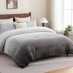 gradient grey milk velvet bedding set