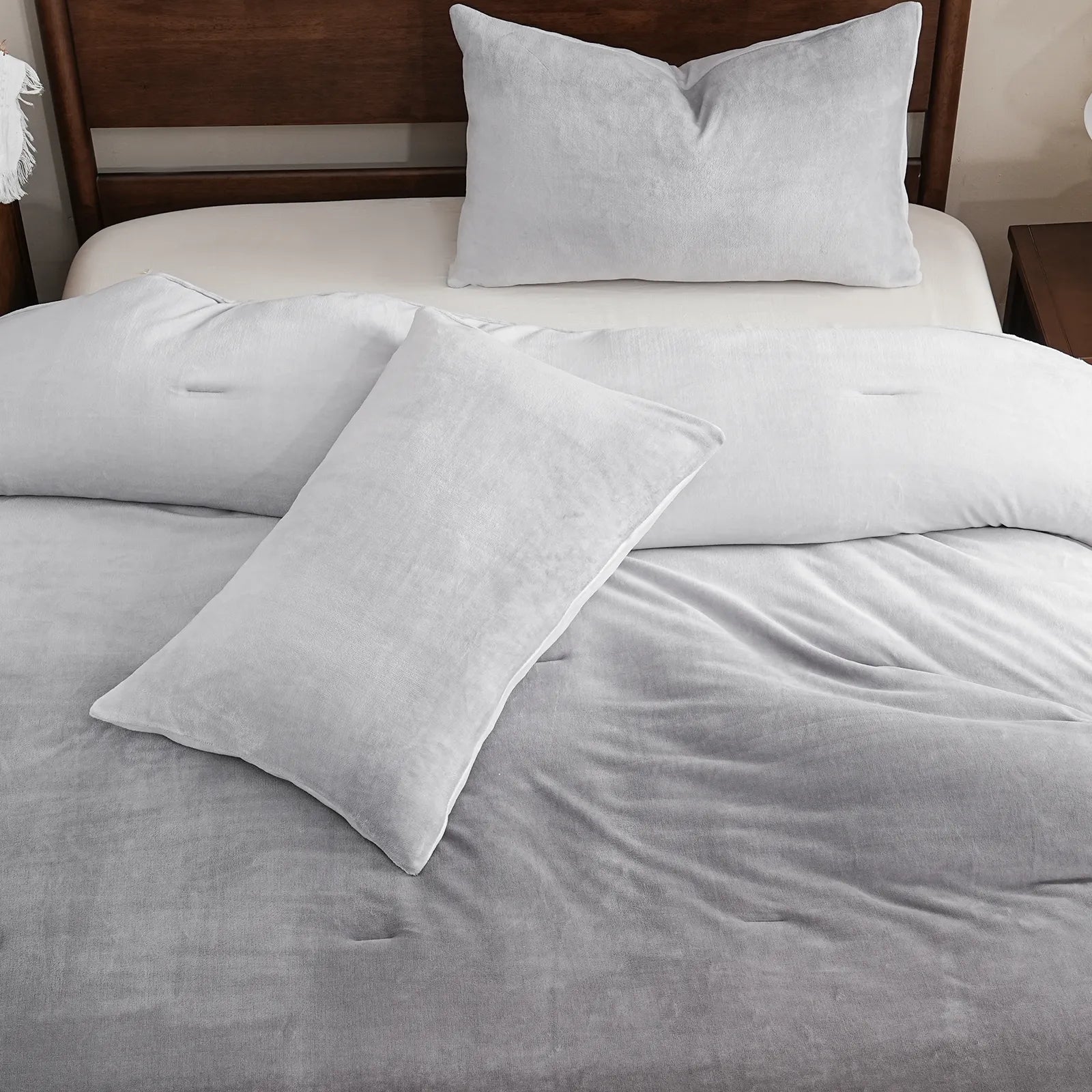 gradient grey milk velvet comforter set queen