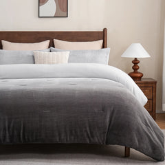 gradient grey milk velvet comforter sets
