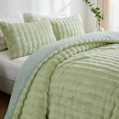 green rabbit velve bedding set