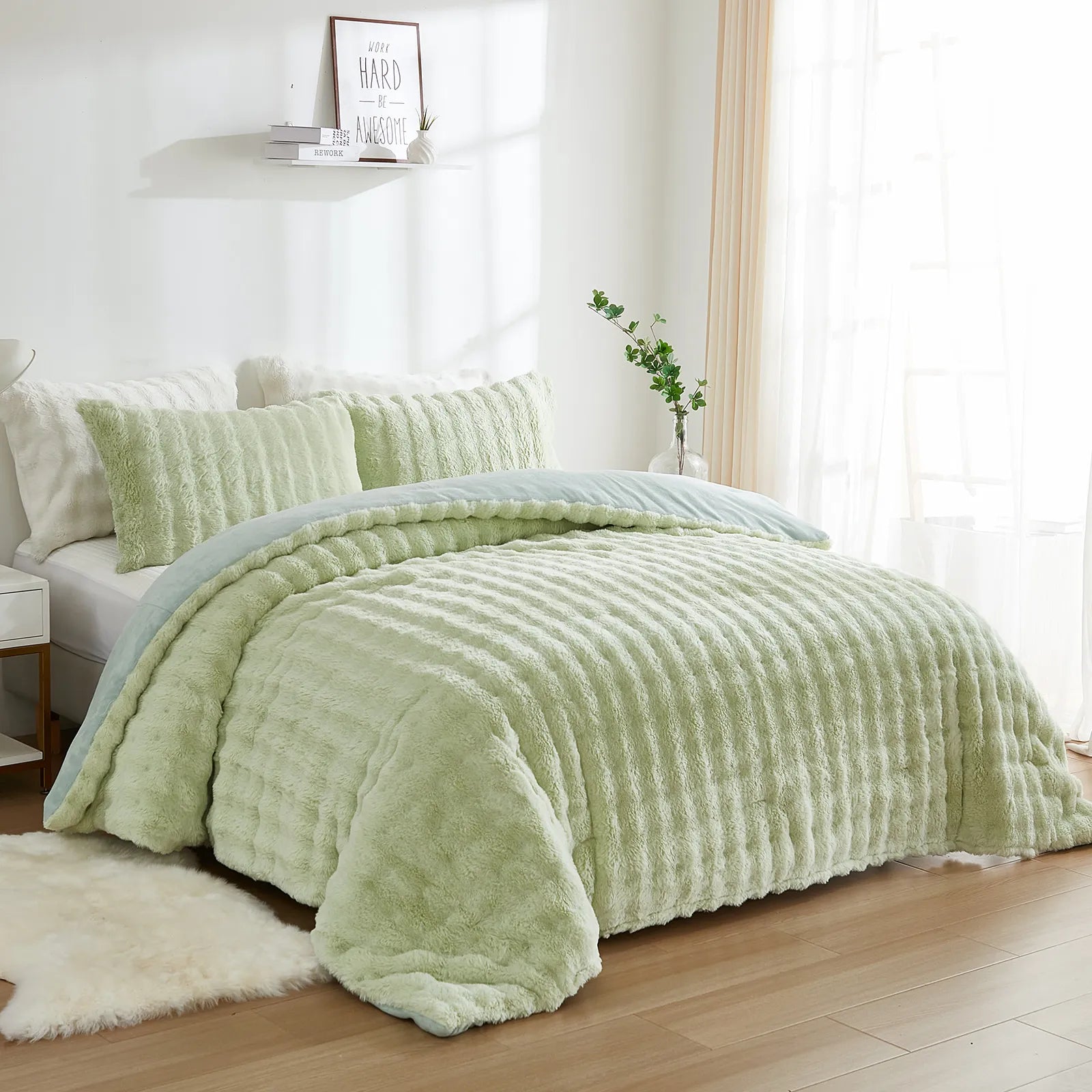 green rabbit velve bedding sets