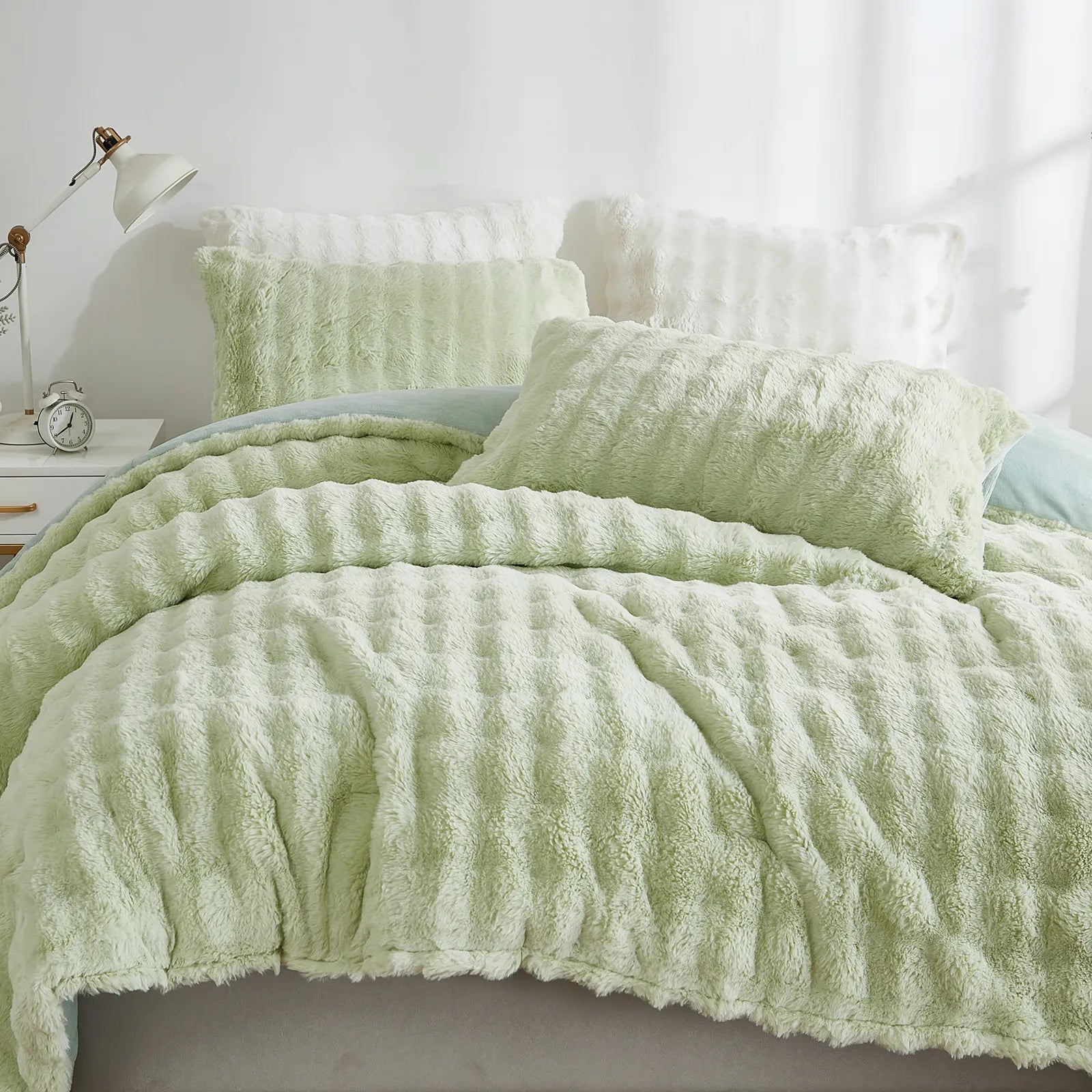 green rabbit velvet comforter set queen