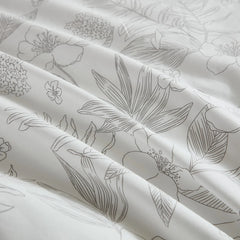 Grey botanical line art fabric detail