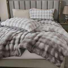 grey gradient rabbit velvet comforter set queen