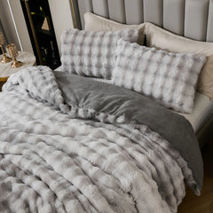 grey gradient rabbit velvet comforter set