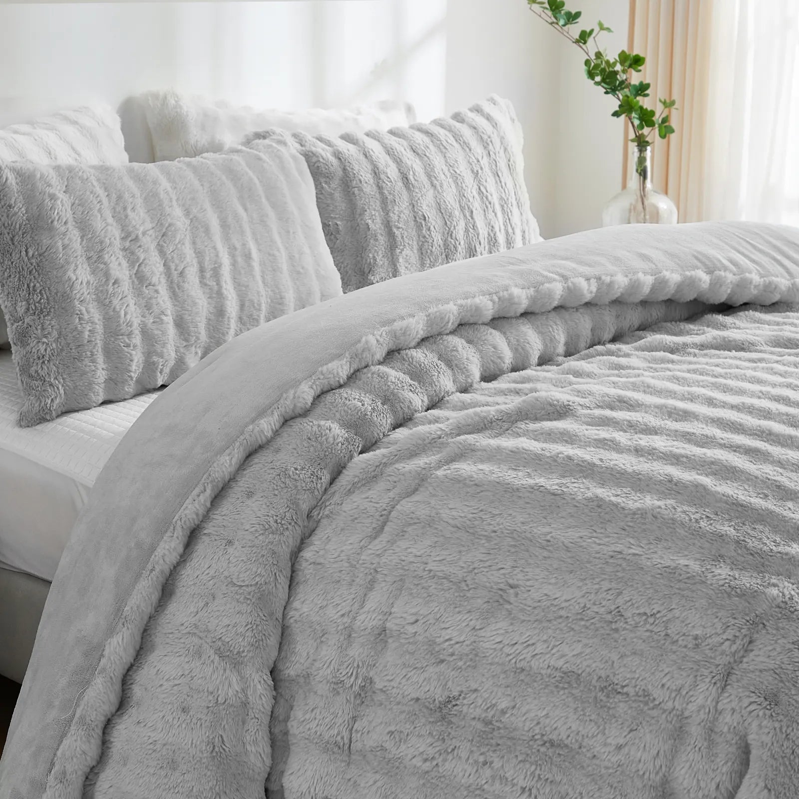 grey rabbit velvet comforter set king