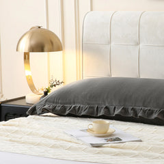 grey velvet long pillowcase queen