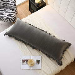 grey velvet long pillowcase