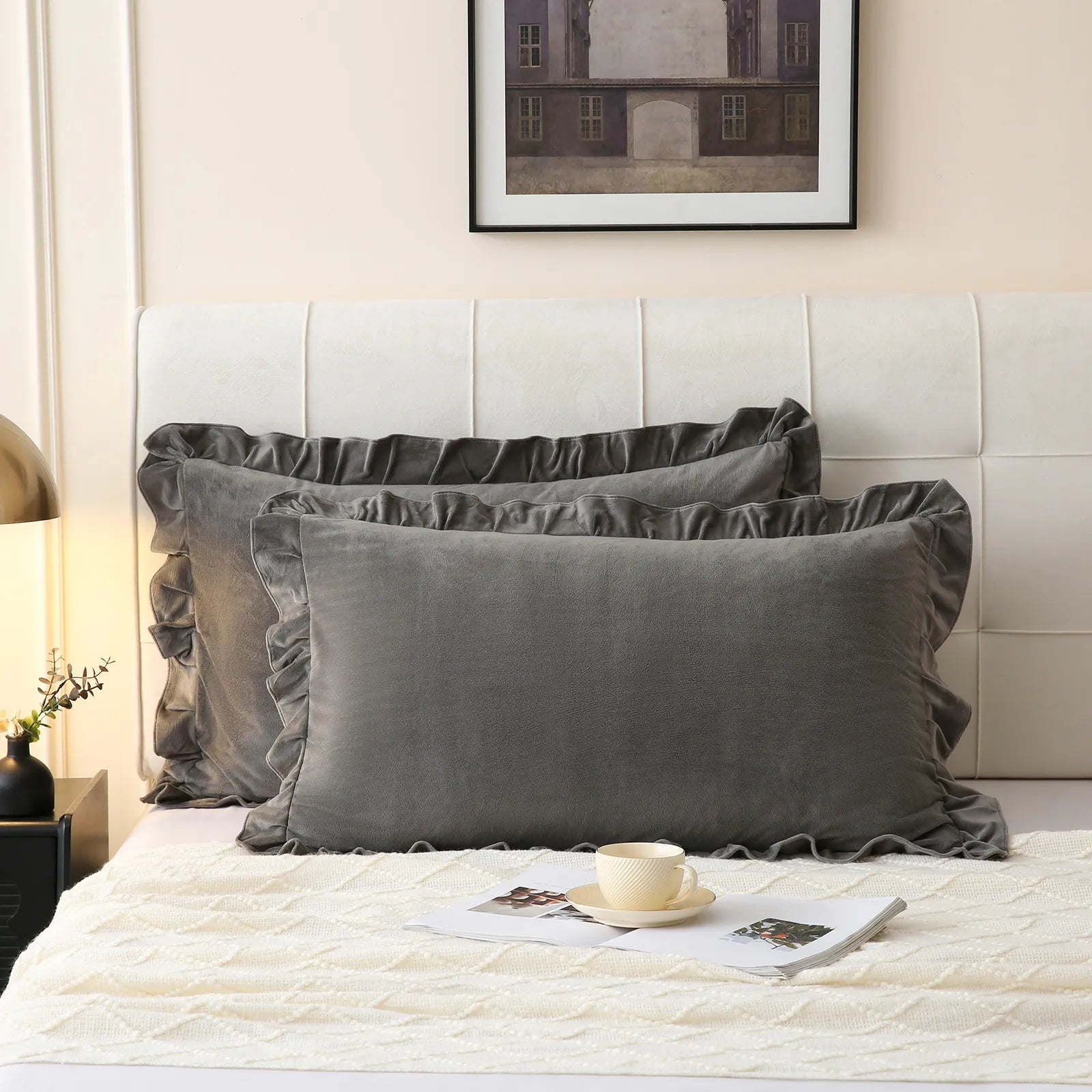 grey velvet pillowcase king