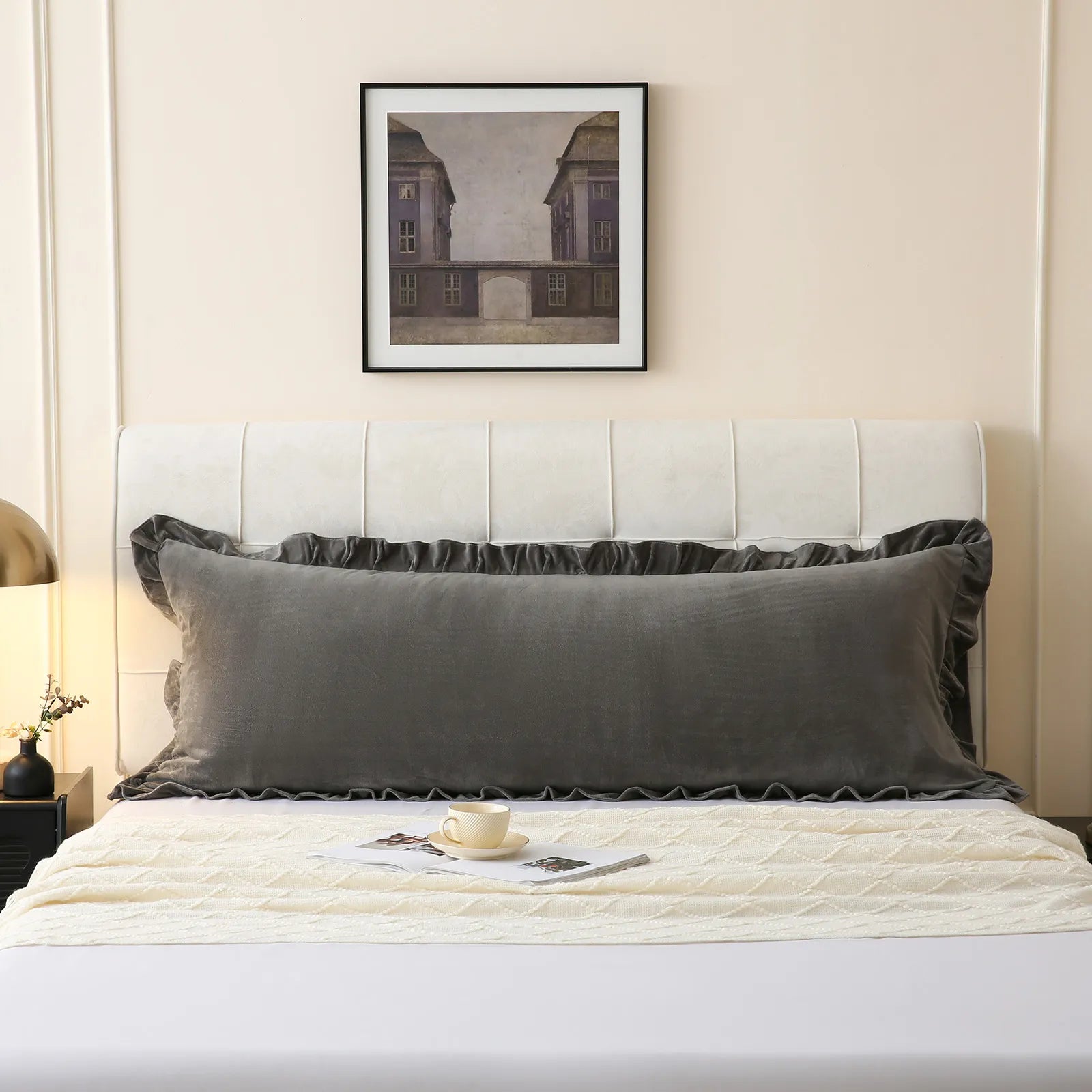 grey velvet pillowcase