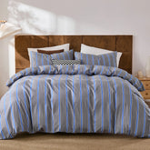 grey and blue stripe bedding set queen size