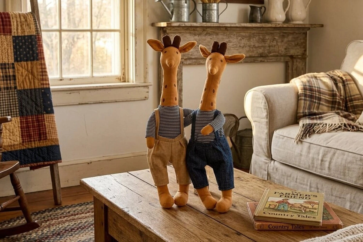 handmade giraffe dolls country living room