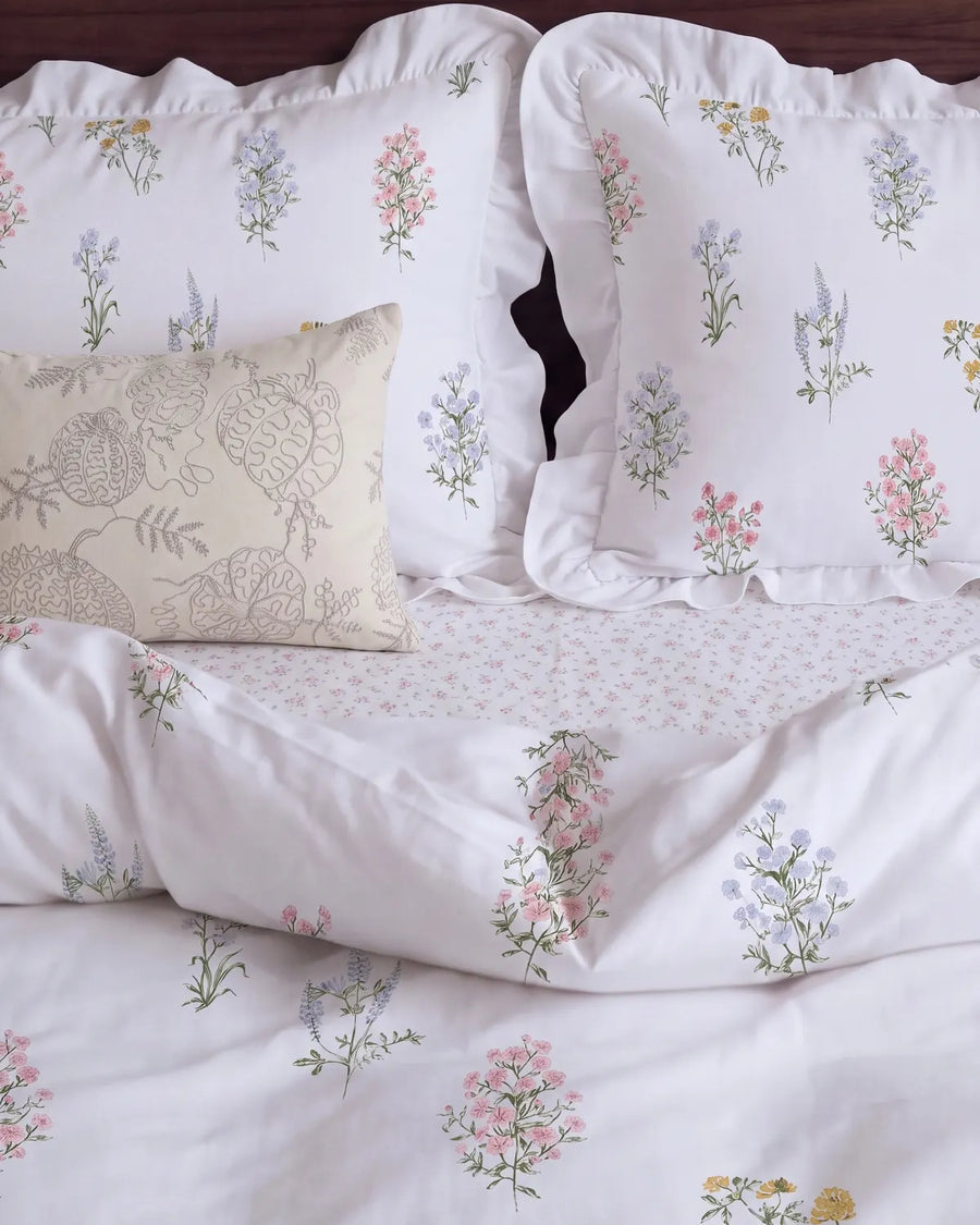 herbarium reverie ruffle duvet cover set floral pillow shams